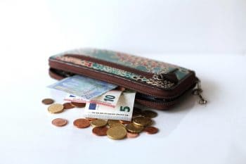 dinero en billettes y monedas en una cartera