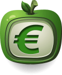 manzana con simbolo del euro