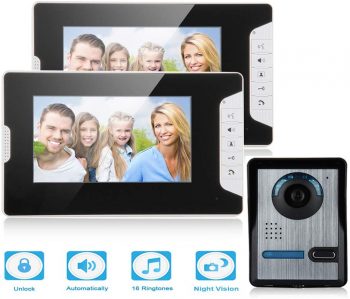 Guía para comprar el mejor timbre con cámara del 2020 imagen 38 Kit timbre intercomunicador con 2 monitores FLOUREON