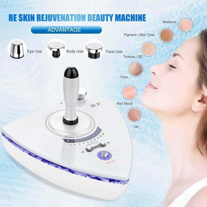 Equipo de radiofrecuencia facial Filfeel 3 en 1 a fondo imagen 3 cabezales en la radiofrecuencia facial filfeel para ojos rostro y cuerpo