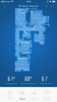 Captura de pantalla del mapa creado por el Xiaomi Mi Robot Vacuum 1 en la app miHome