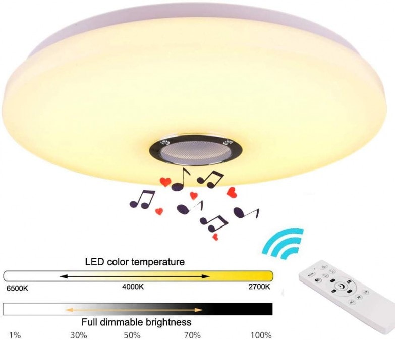 Lámpara de techo led con altavoz bluetooth Horevo