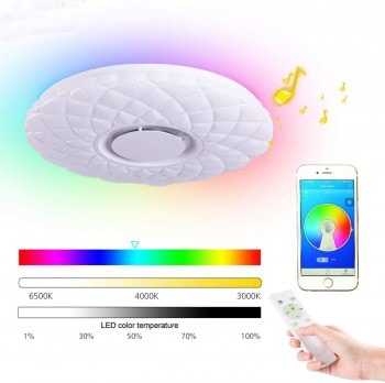 Plafonnier LED avec Bluetooth: lequel acheter en 2020? image 9 Plafonnier Horevo avec télécommande et haut-parleur Bluetooth intégré