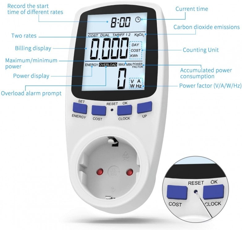 Medidor Consumo Electrico Calcula Costo Energia Kill A Watt BYTESHOP