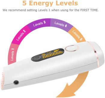 La depiladora de luz pulsada tiene varios niveles de potencia para adaptarse a las variaciones en el tono de piel