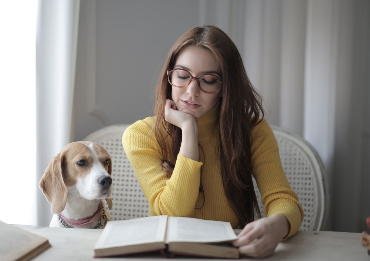 Perro leyendo