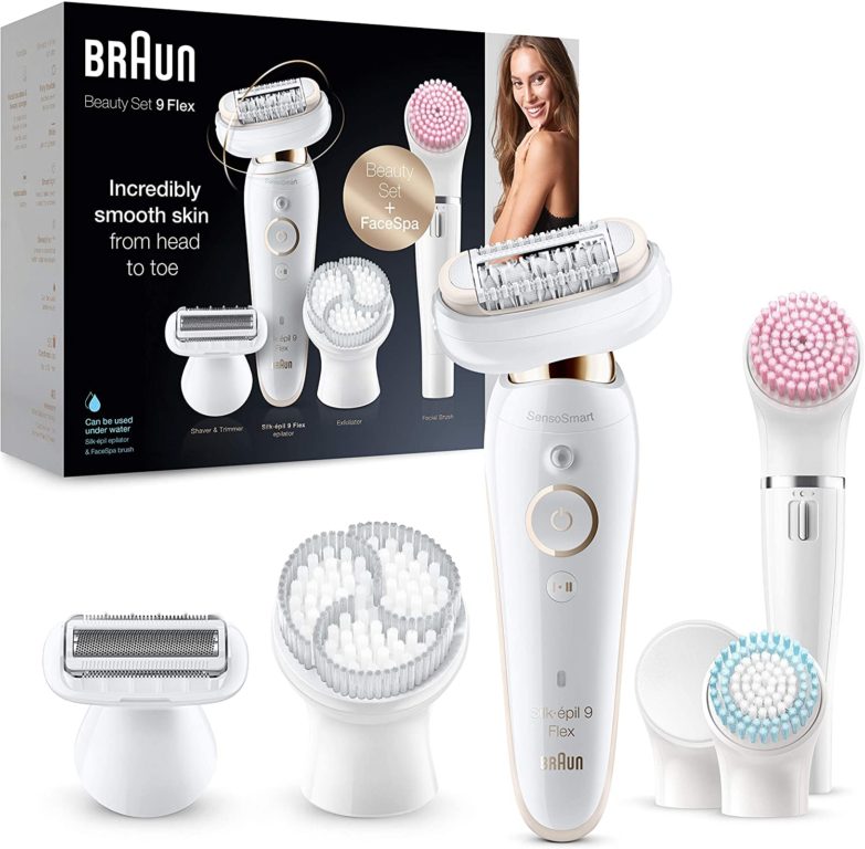 Set de belleza con depiladora eléctrica femenina Braun Silk-épil 9 Flex 9100 