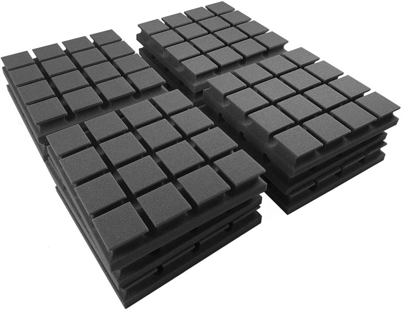30.5 * 30.5 * 5 CM paquete de 12 paneles de espuma a prueba de ruido Espuma Acústica AGPtEK Espuma Piramidal de Estudio Planchas a Prueba de Sonido de Espuma-Color Negro 