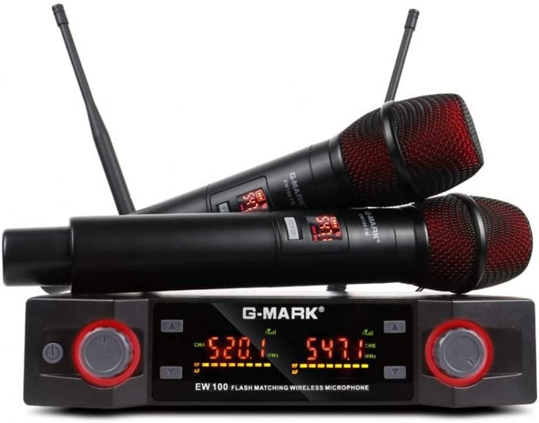 Sistema de micrófonos inalámbricos de doble canal UHF G-MARK